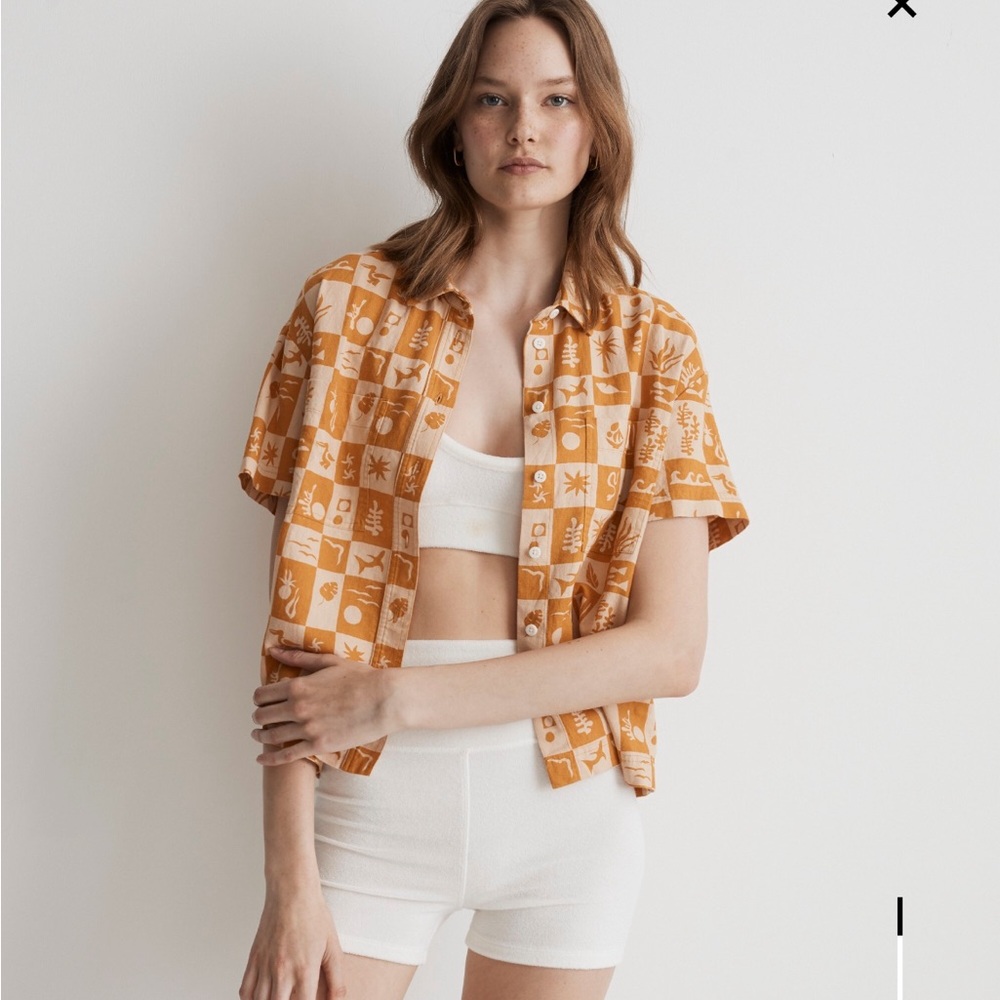 Madewell Orange Patterned Women's Shirt